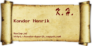 Kondor Henrik névjegykártya